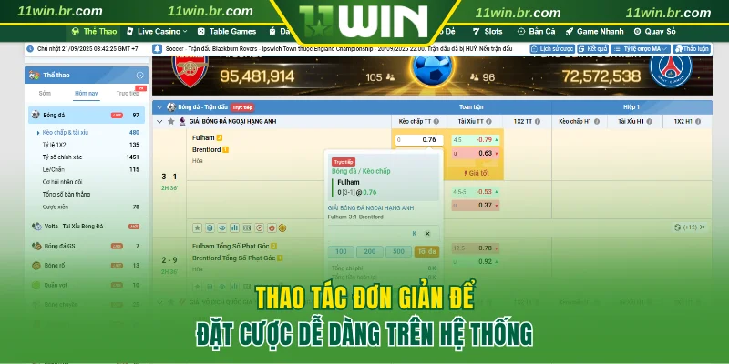 Thể Thao 11WIN 5 Thao tác đơn giản để đặt cược dễ dàng trên hệ thống